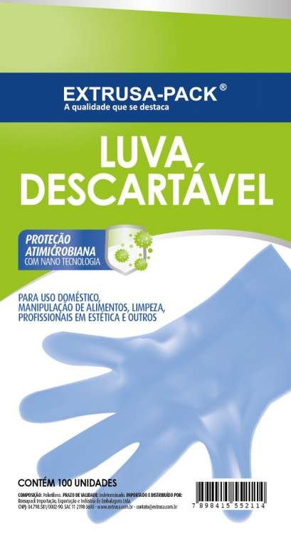 EXPK - LUVA DESCARTAVEL AZUL ANTIMICROBIANA - PT.100UN