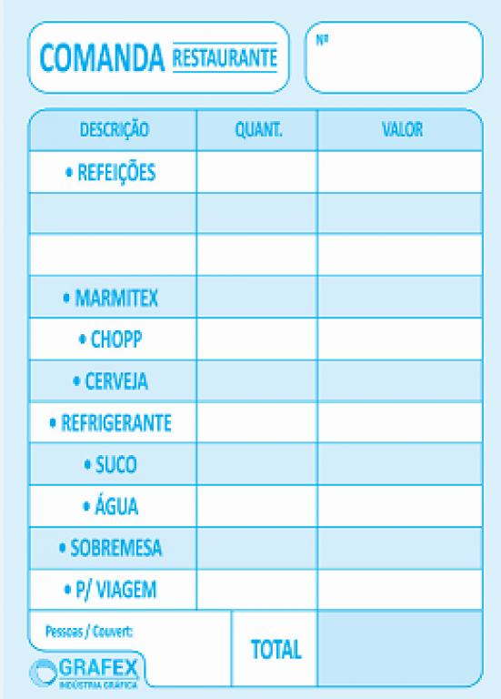 GRAFEX - COMANDA RESTAURANTE F050 - PT.10 BLS