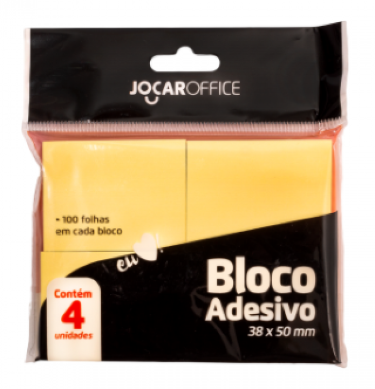 JOCAR OFFICE - BLOCO ADESIVO 38MMX50MM AMARELO 100FLS - PT.04UN