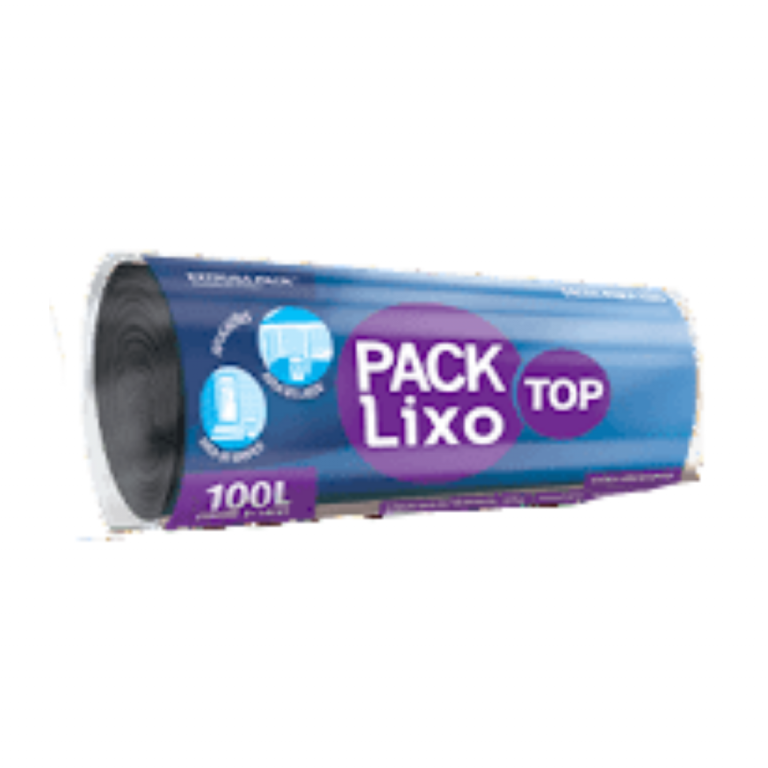 PACK LIXO TOP 100 LITROS PRETO 75X105 RL 15 UN