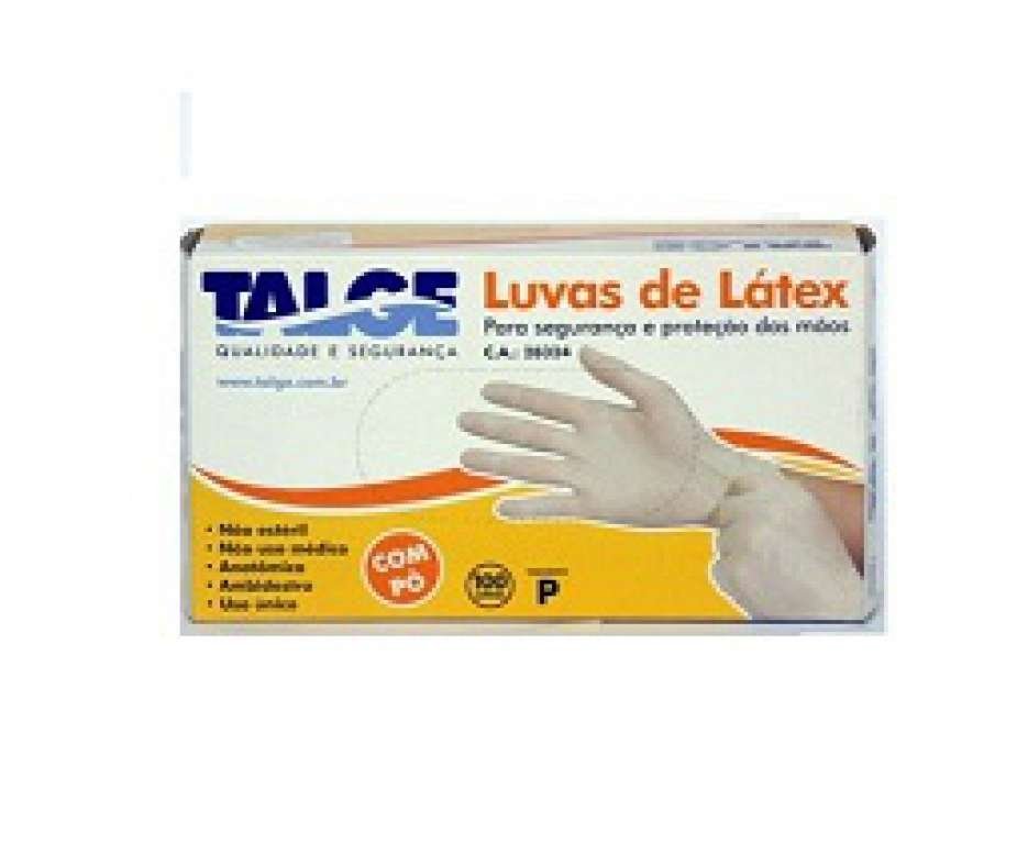 TALGE - LUVA LATEX COM PO (P) - CX.10X100UN